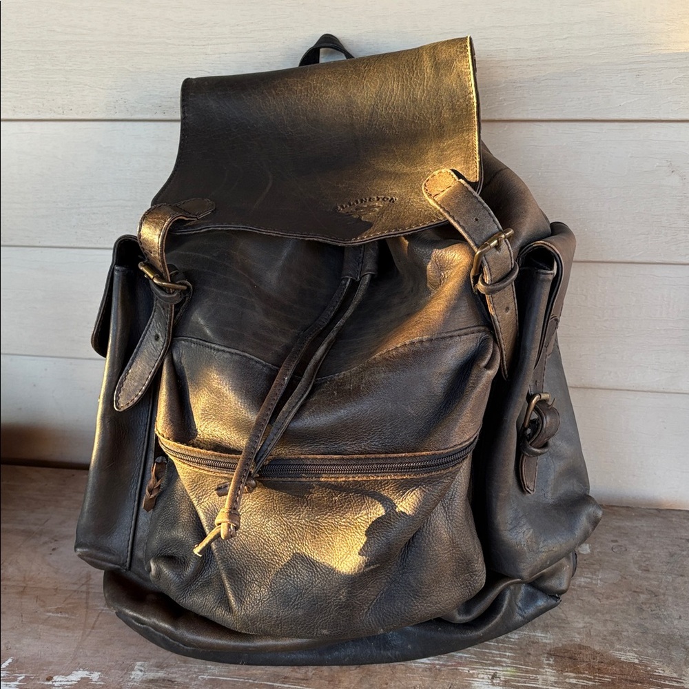 Vintage Ellington Black & Brown Leather Backpack